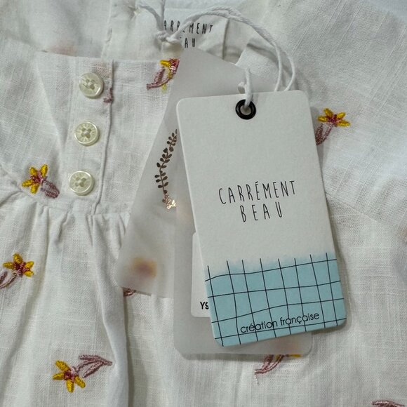 CARREMENT BEAU - MINI DRESS OFF WHITE/PINK WITH EMBROIDERIES - Picture 4 of 6